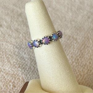 925 Sterling Silver Opal Eternity Ring
